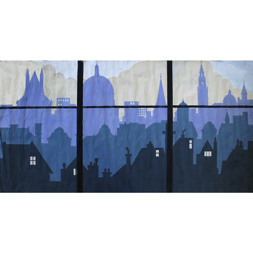 Cityscape (present) 1954, a set design for a school production (aged 13 years)